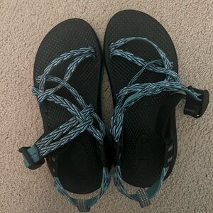 Chaco Black and Teal Strappy Sandals